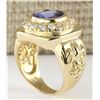 Image 3 : 5.52 CTW Natural Mens Blue Tanzanite And Diamond Ring 14k Yellow Gold