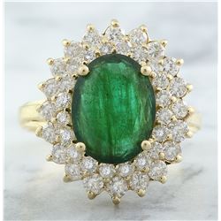 4.45 CTW Emerald 14K Yellow Gold Diamond Ring