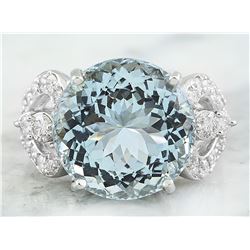 10.71 CTW Aquamarine 18K White Gold Diamond ring