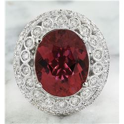9.80 CTW Tourmaline 18K White Gold Diamond Ring