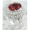 Image 3 : 9.80 CTW Tourmaline 18K White Gold Diamond Ring
