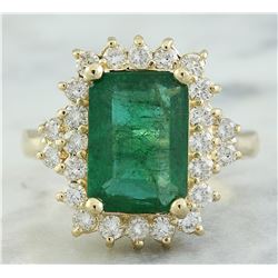 3.72 CTW Emerald 18K Yellow Gold Diamond Ring