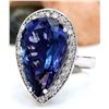 Image 2 : 15.18 CTW Natural Tanzanite 14K Solid White Gold Diamond Ring
