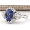Image 2 : 5.32 CTW Natural Blue Tanzanite And Diamond Ring 18K Solid White Gold