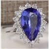 Image 2 : 4.13 CTW Natural Blue Tanzanite And Diamond Ring In 18K Solid White Gold