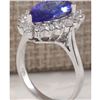 Image 3 : 4.13 CTW Natural Blue Tanzanite And Diamond Ring In 18K Solid White Gold