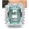 Image 1 : 13.08 CTW Natural Aquamarine 18K Solid White Gold Diamond Ring