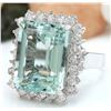 Image 2 : 13.08 CTW Natural Aquamarine 18K Solid White Gold Diamond Ring