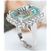 Image 4 : 13.08 CTW Natural Aquamarine 18K Solid White Gold Diamond Ring