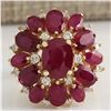 Image 1 : 7.47 CTW Natural Red Ruby And Diamond Ring 14K Solid Yellow Gold