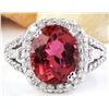 Image 1 : 6.22 CTW Natural Tourmaline 14K Solid White Gold Diamond Ring