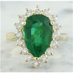 4.55 CTW Emerald 18K Yellow Gold Diamond Ring