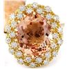 Image 1 : 7.92 CTW Natural Morganite 14K Solid Yellow Gold Diamond Ring