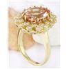 Image 4 : 7.92 CTW Natural Morganite 14K Solid Yellow Gold Diamond Ring