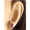 Image 3 : 2.65 CTW Natural Pink Tourmaline And Diamond Earrings 14k Solid Yellow Gold