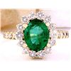 Image 1 : 3.03 CTW Natural Emerald 14K Solid Yellow Gold Diamond Ring