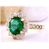 Image 2 : 3.03 CTW Natural Emerald 14K Solid Yellow Gold Diamond Ring
