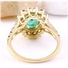 Image 3 : 3.03 CTW Natural Emerald 14K Solid Yellow Gold Diamond Ring
