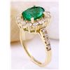 Image 4 : 3.03 CTW Natural Emerald 14K Solid Yellow Gold Diamond Ring