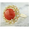 Image 2 : 3.10 CTW Coral 18K Yellow Gold Diamond Ring