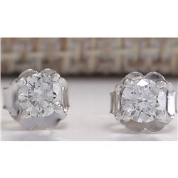0.42CTW Natural Diamond Earrings 18K Solid White Gold