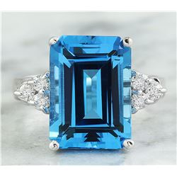 8.25 CTW Topaz 18K White Gold Diamond Ring