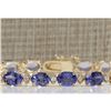 Image 1 : 18.03 CTW Natural Tanzanite And Dimond Bracelet In 14k Solid Yellow Gold