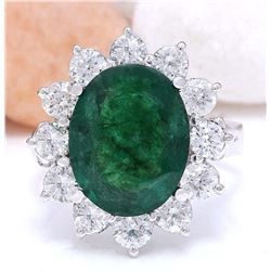 4.68 CTW Natural Emerald 14K Solid White Gold Diamond Ring