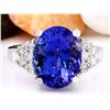 Image 1 : 8.40 CTW Natural Tanzanite 18K Solid White Gold Diamond Ring