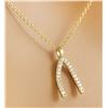 Image 2 : 0.11 CTW Diamond 18K Yellow Gold Wishbone Necklace