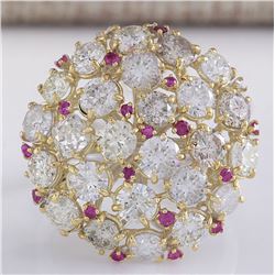 5.42 CTW Natural Red Ruby Diamond Ring 14k Solid White Gold