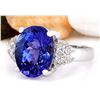 Image 2 : 8.40 CTW Natural Tanzanite 14K Solid White Gold Diamond Ring