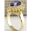 Image 3 : 3.33 CTW Natural Blue Tanzanite And Diamond Ring 18K Solid Yellow Gold