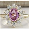 Image 1 : 2.37 CTW Natural Pink Ceylon Sapphire Diamond Ring 14K Solid Yellow Gold