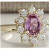 Image 2 : 2.37 CTW Natural Pink Ceylon Sapphire Diamond Ring 14K Solid Yellow Gold