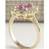 Image 3 : 2.37 CTW Natural Pink Ceylon Sapphire Diamond Ring 14K Solid Yellow Gold