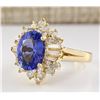 Image 2 : 4.62 CTW Natural Tanzanite And Diamond Ring In 18K Yellow Gold