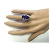 Image 4 : 14.83 CTW Natural Blue Tanzanite And Diamond Ring 14K Solid White Gold