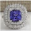 Image 1 : 6.88 CTW Natural Tanzanite Diamond Ring 18K Solid White Gold
