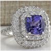 Image 2 : 6.88 CTW Natural Tanzanite Diamond Ring 18K Solid White Gold