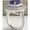 Image 3 : 6.88 CTW Natural Tanzanite Diamond Ring 18K Solid White Gold
