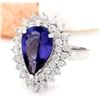 Image 2 : 5.73 CTW Natural Tanzanite 14K Solid White Gold Diamond Ring