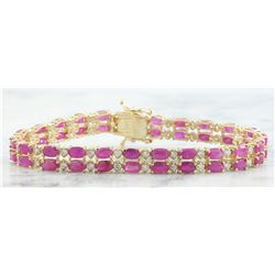 15.88 CTW Ruby 14K Yellow Gold Diamond Bracelet