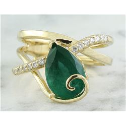 3.55 CTW Emerald 14K Yellow Gold Diamond Ring