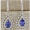 Image 1 : 5.27 CTW Natural Tanzanite And Diamond Earrings 18K Solid White Gold