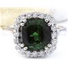 Image 1 : 4.21 CTW Natural Tourmaline 18K Solid White Gold Diamond Ring