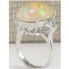 Image 3 : 9.37 CTW Natural Opal And Diamond Ring In 18K White Gold