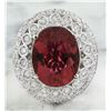Image 1 : 9.80 CTW Tourmaline 14K White Gold Diamond Ring