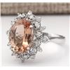 Image 2 : 4.38 CTW Natural Morganite And Diamond Ring In 18K White Gold