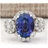 Image 1 : 5.32 CTW Natural Blue Tanzanite And Diamond Ring 14k Solid White Gold